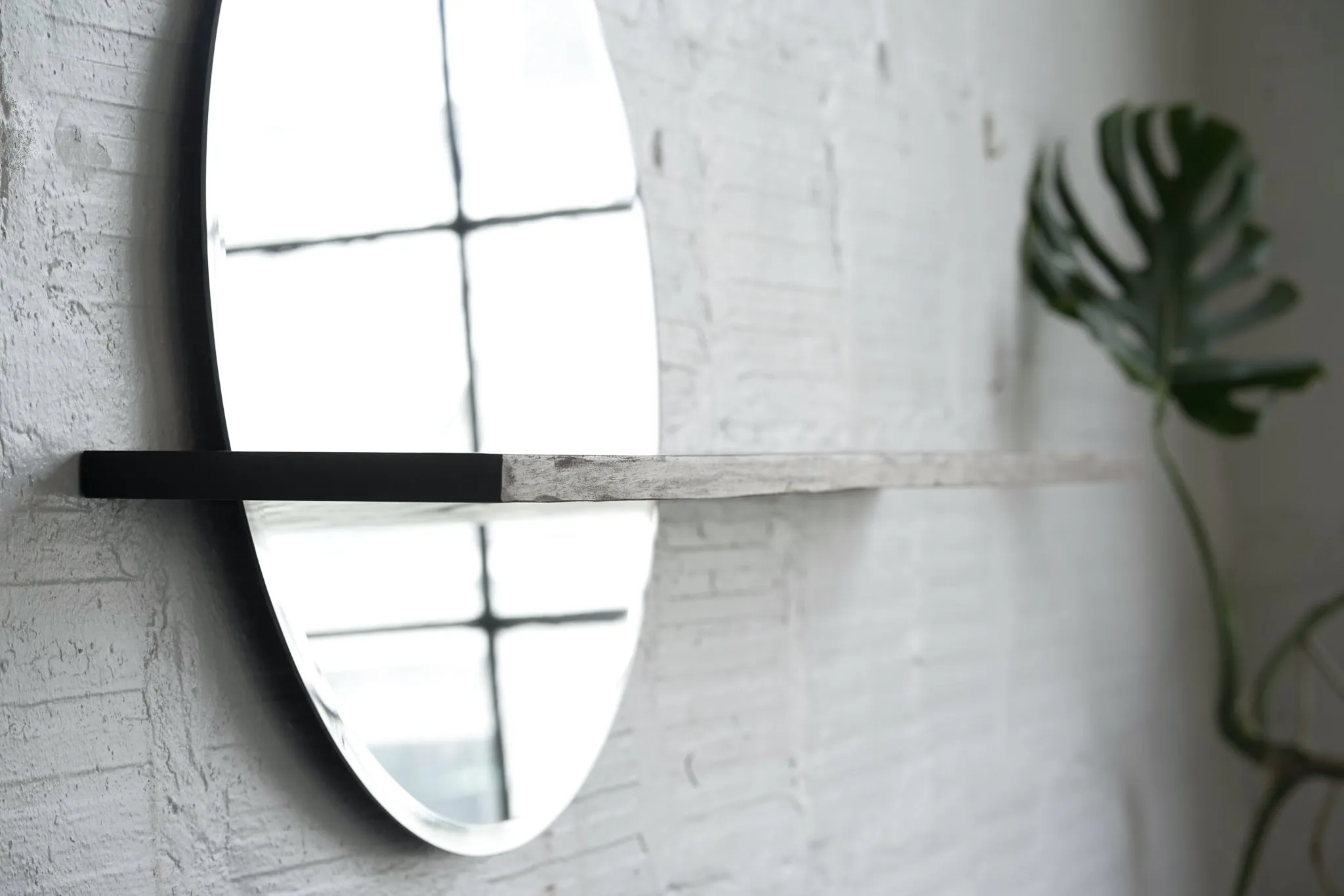 Floating Mirror Hardwood Shelf - Large