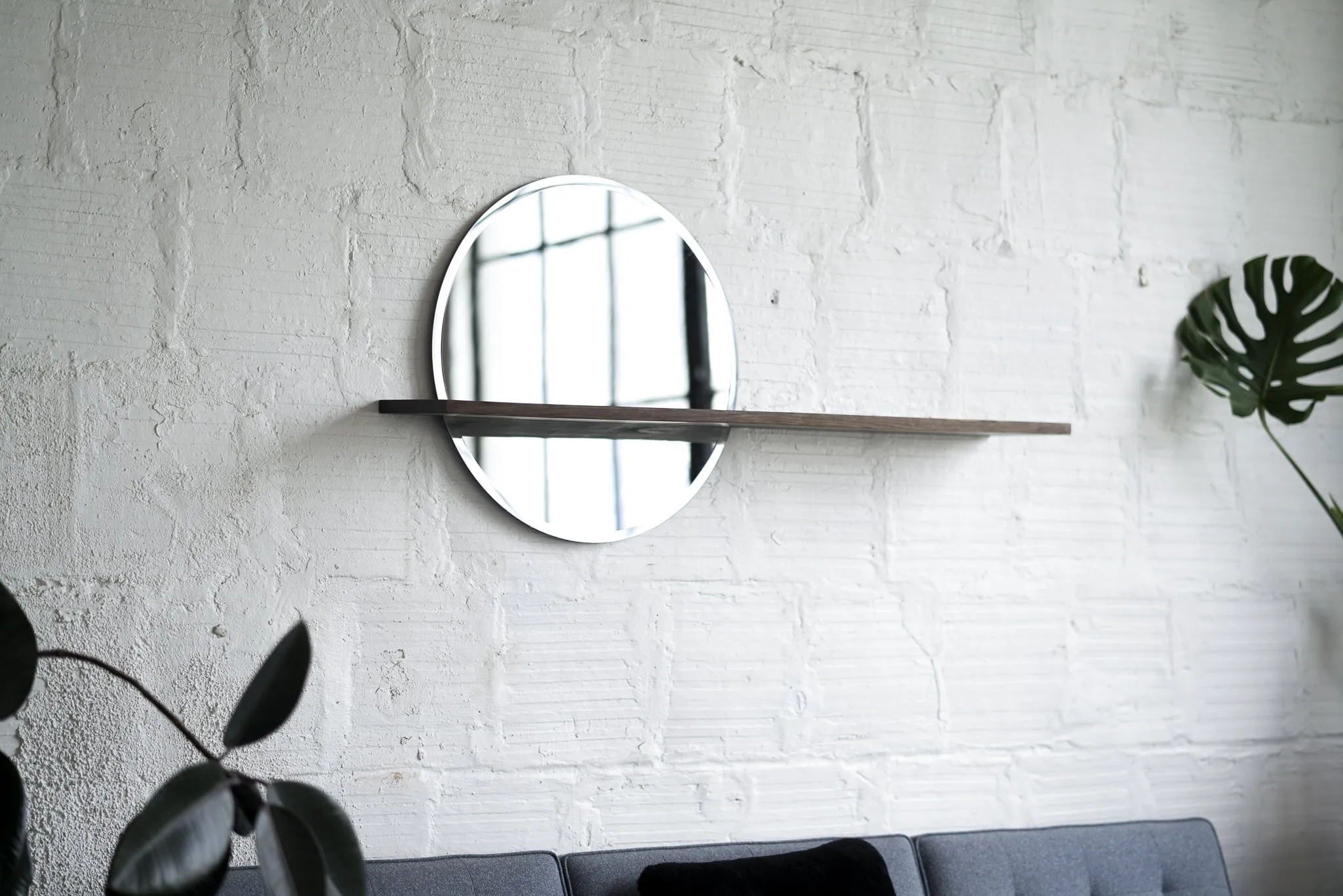 Floating Mirror Hardwood Shelf - Large