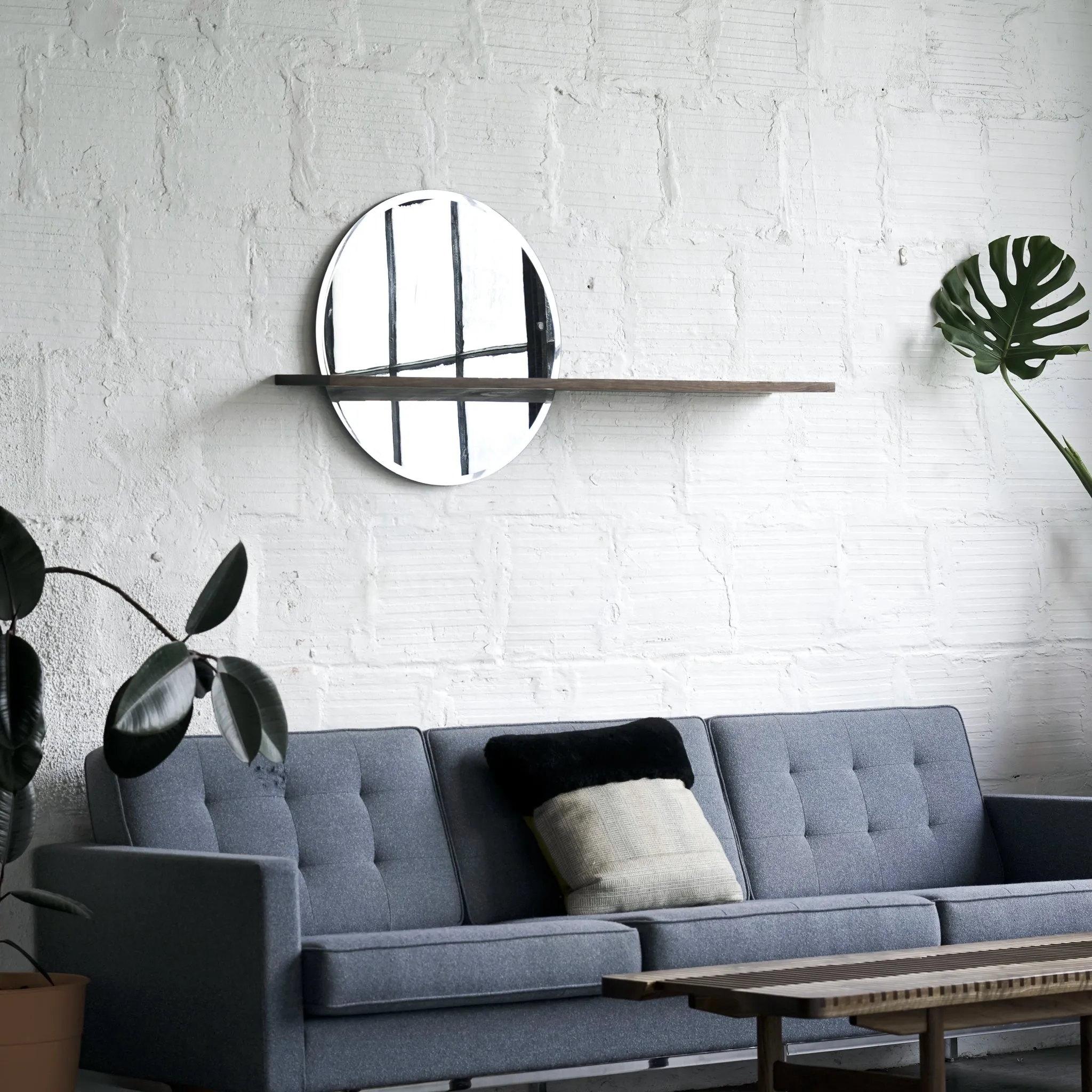 Floating Mirror Hardwood Shelf - Large
