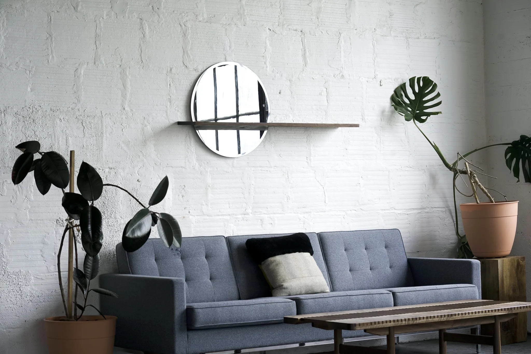 Floating Mirror Hardwood Shelf - Large