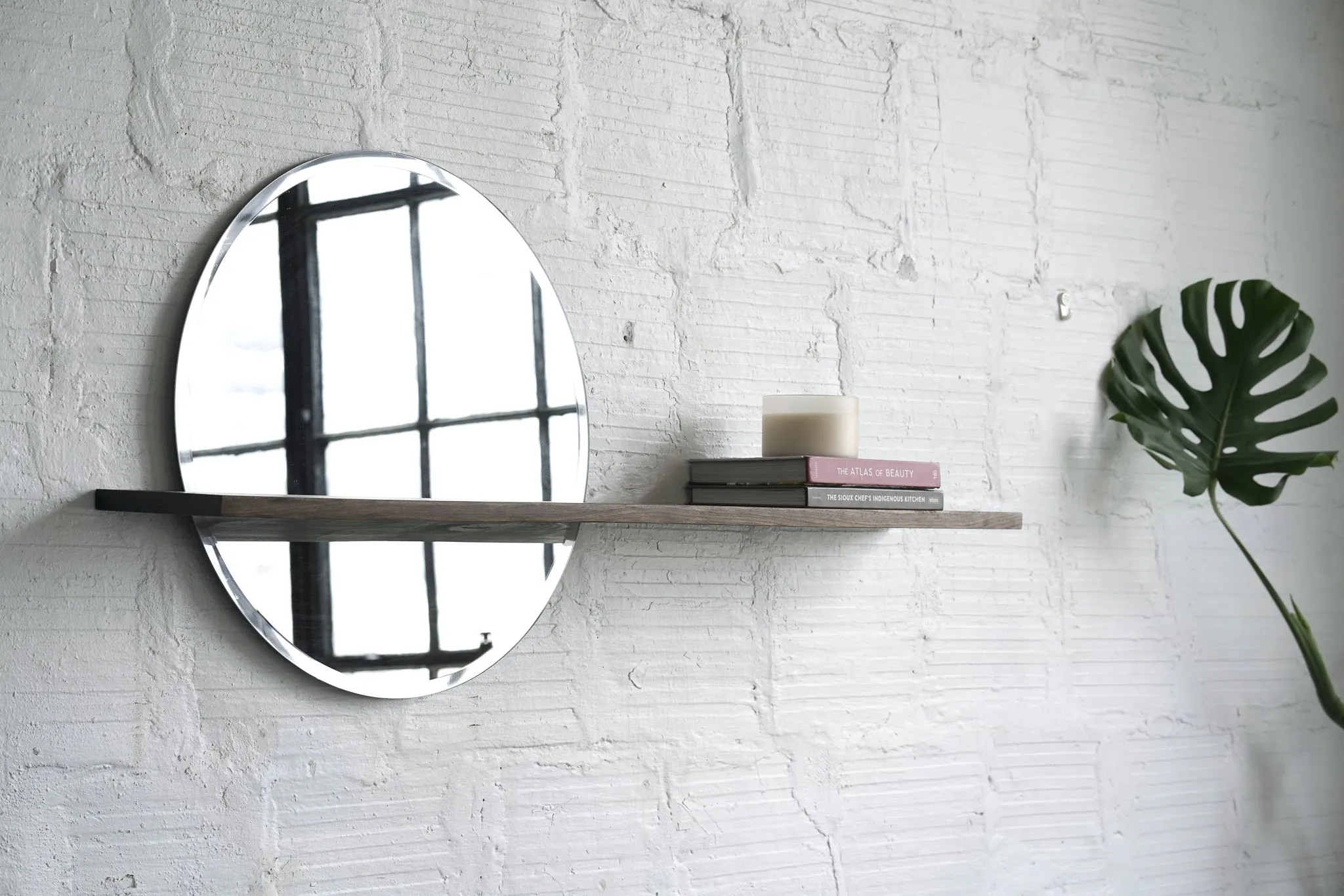 Floating Mirror Hardwood Shelf - Large