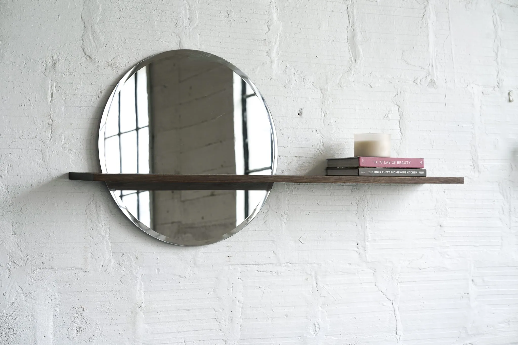 Floating Mirror Hardwood Shelf - Large