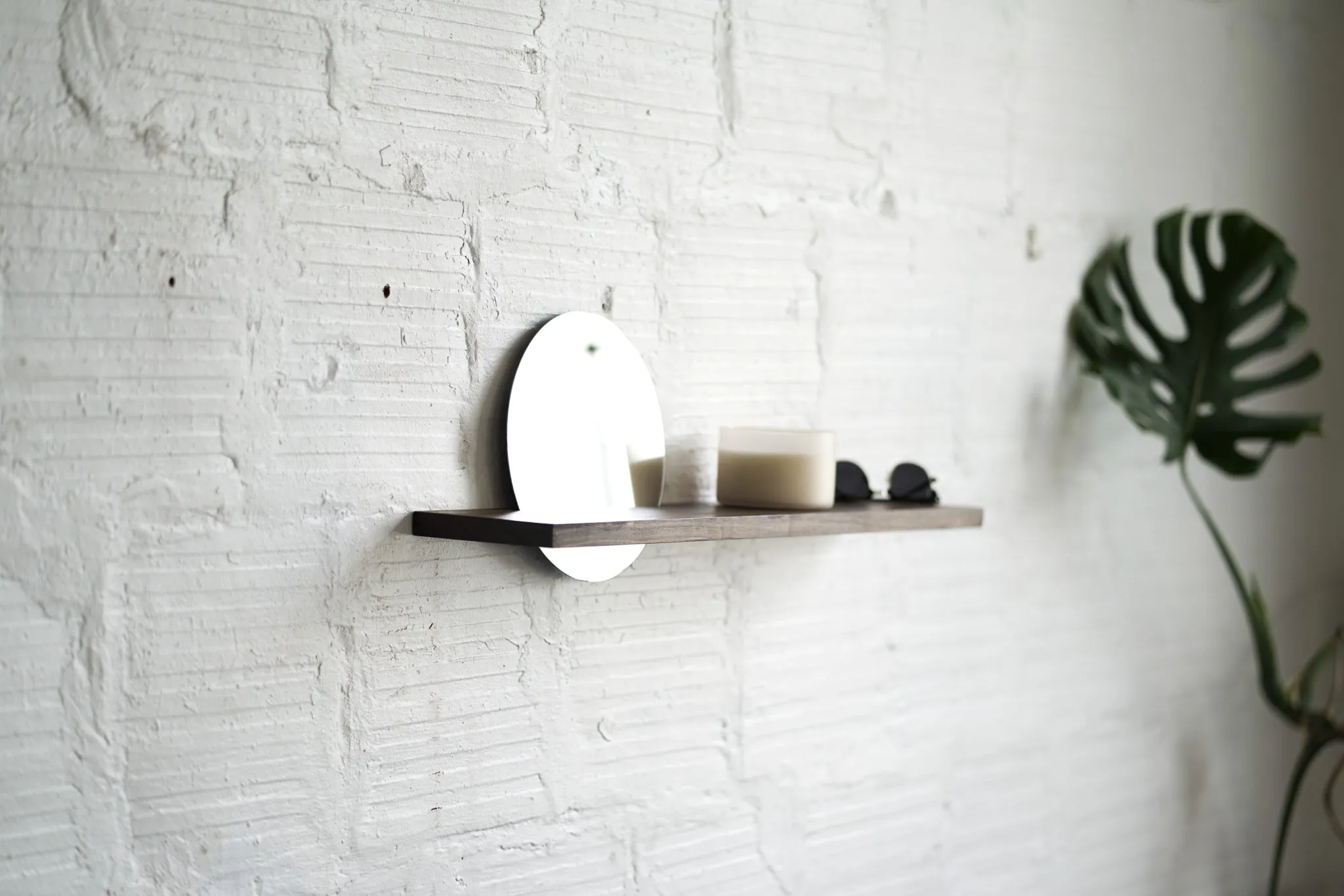 Floating Mirror Hardwood Shelf - Small