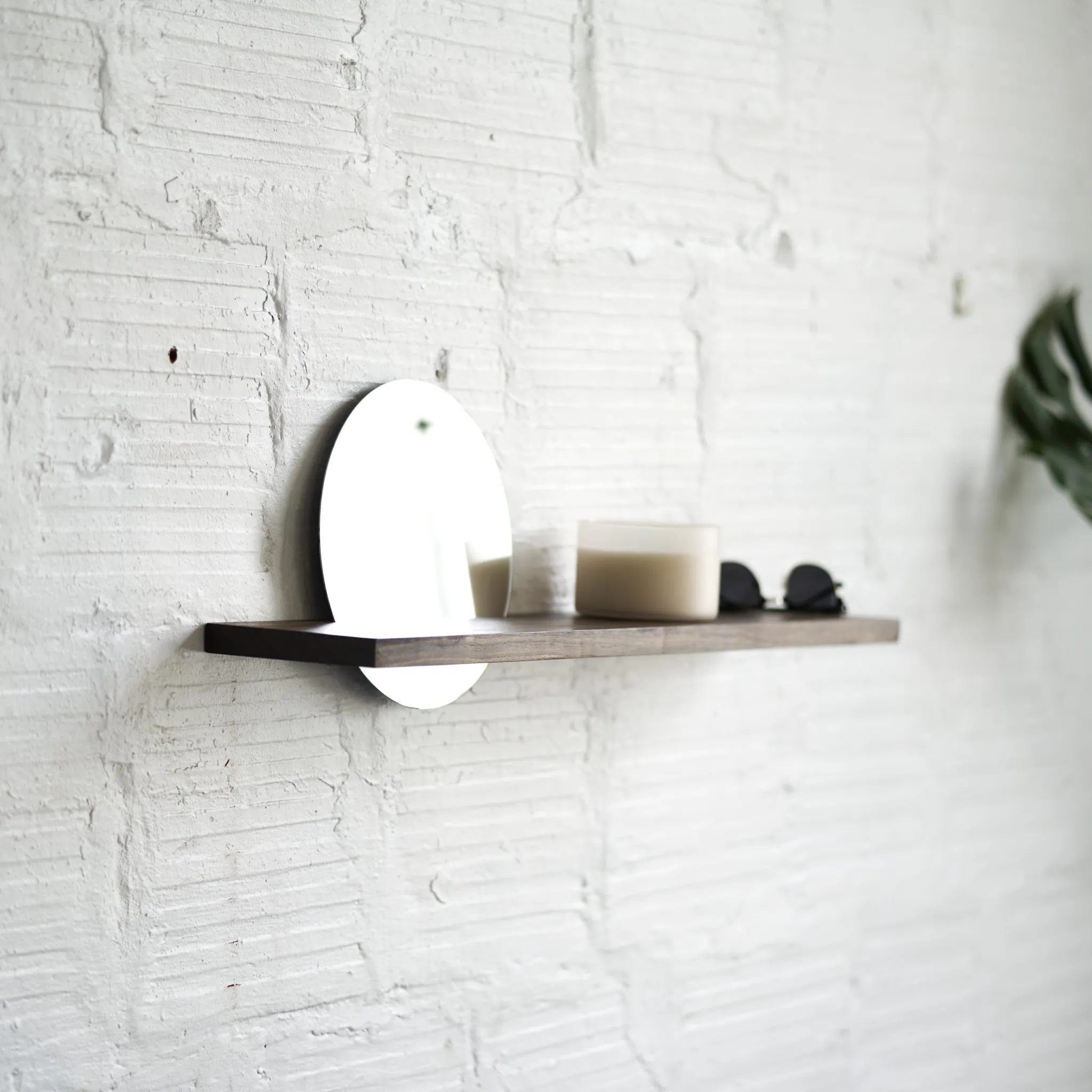 Floating Mirror Hardwood Shelf - Small