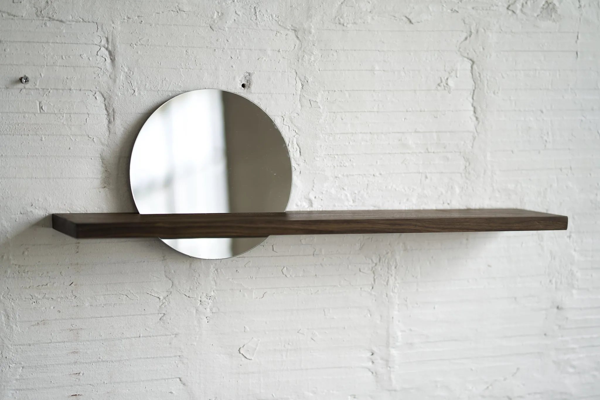 Floating Mirror Hardwood Shelf - Small