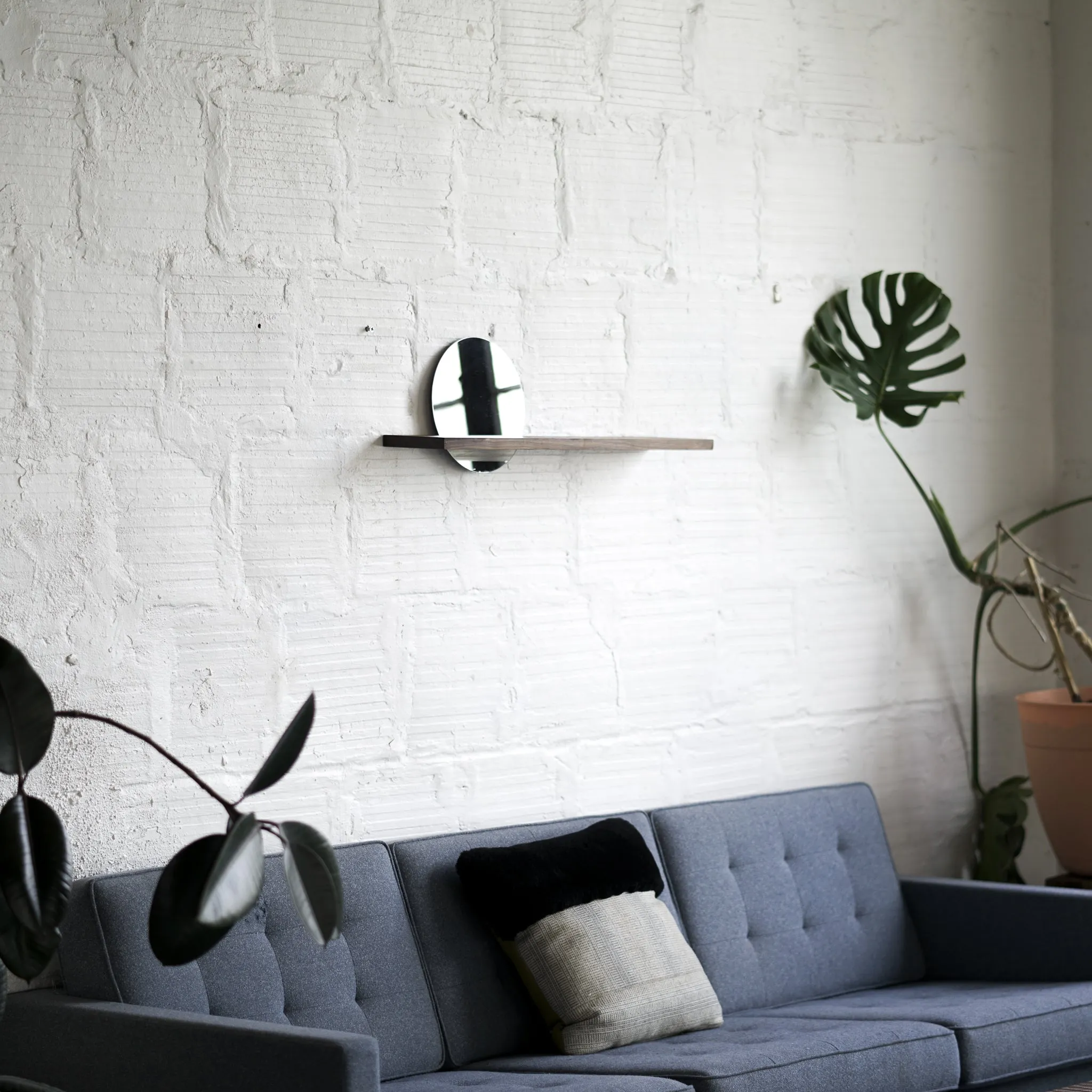 Floating Mirror Hardwood Shelf - Small