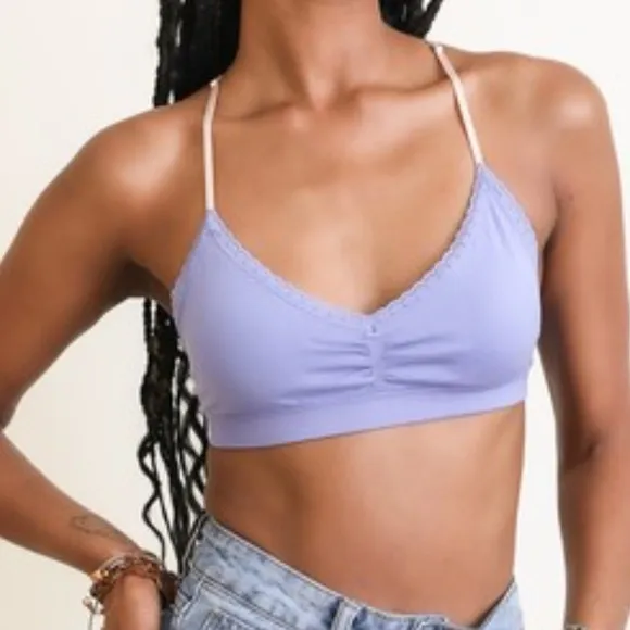 Floral Applique Racerback Padded Bralette