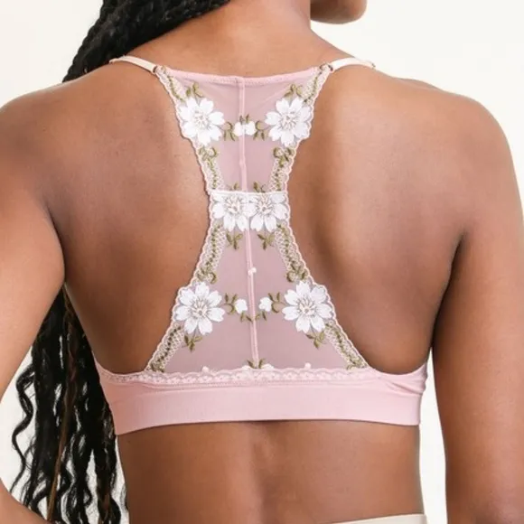 Floral Applique Racerback Padded Bralette
