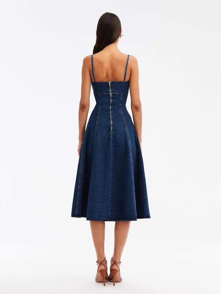 Floral Detail Denim Dress