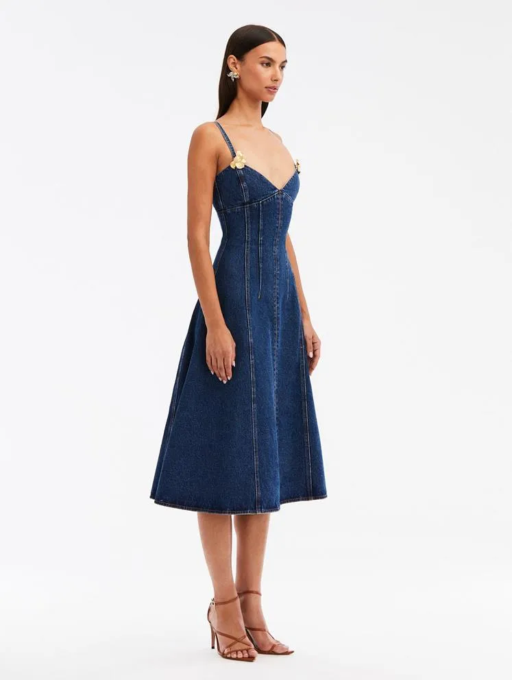 Floral Detail Denim Dress
