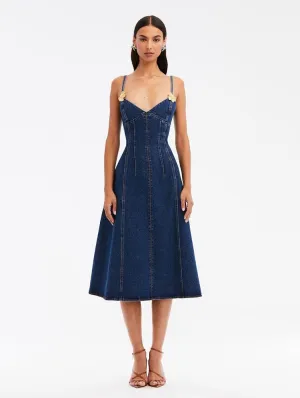 Floral Detail Denim Dress