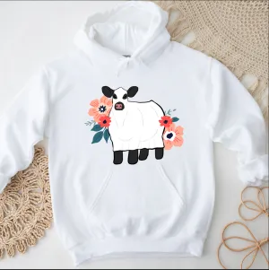 Floral Ghost Cow Hoodie (S-3XL) Unisex - Multiple Colors!