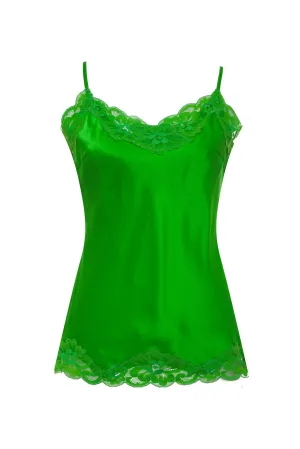 Floral Lace Silk Cami Cottage Green