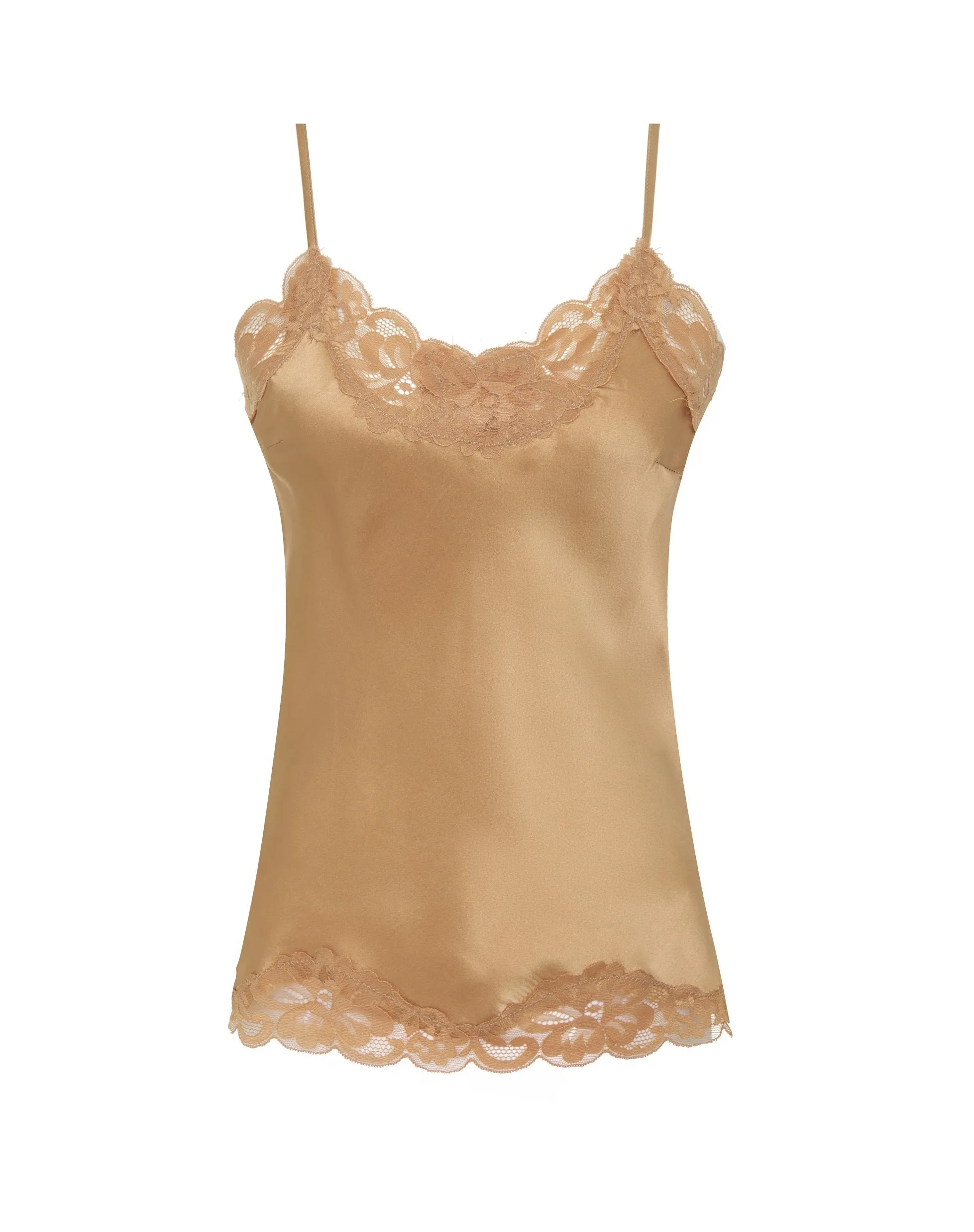 Floral Lace Silk Cami Desert Sand