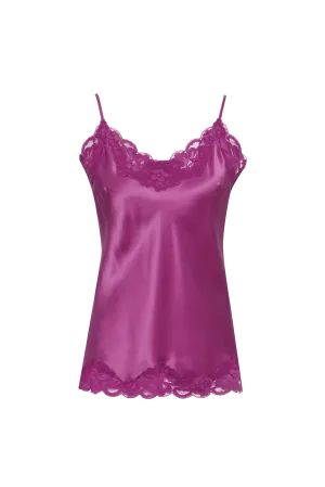 Floral Lace Silk Cami Raspberry Pink