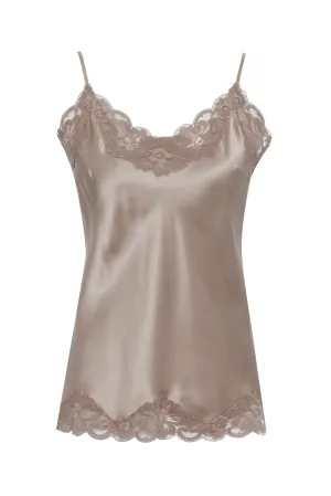 Floral Lace Silk Camie Light Taupe