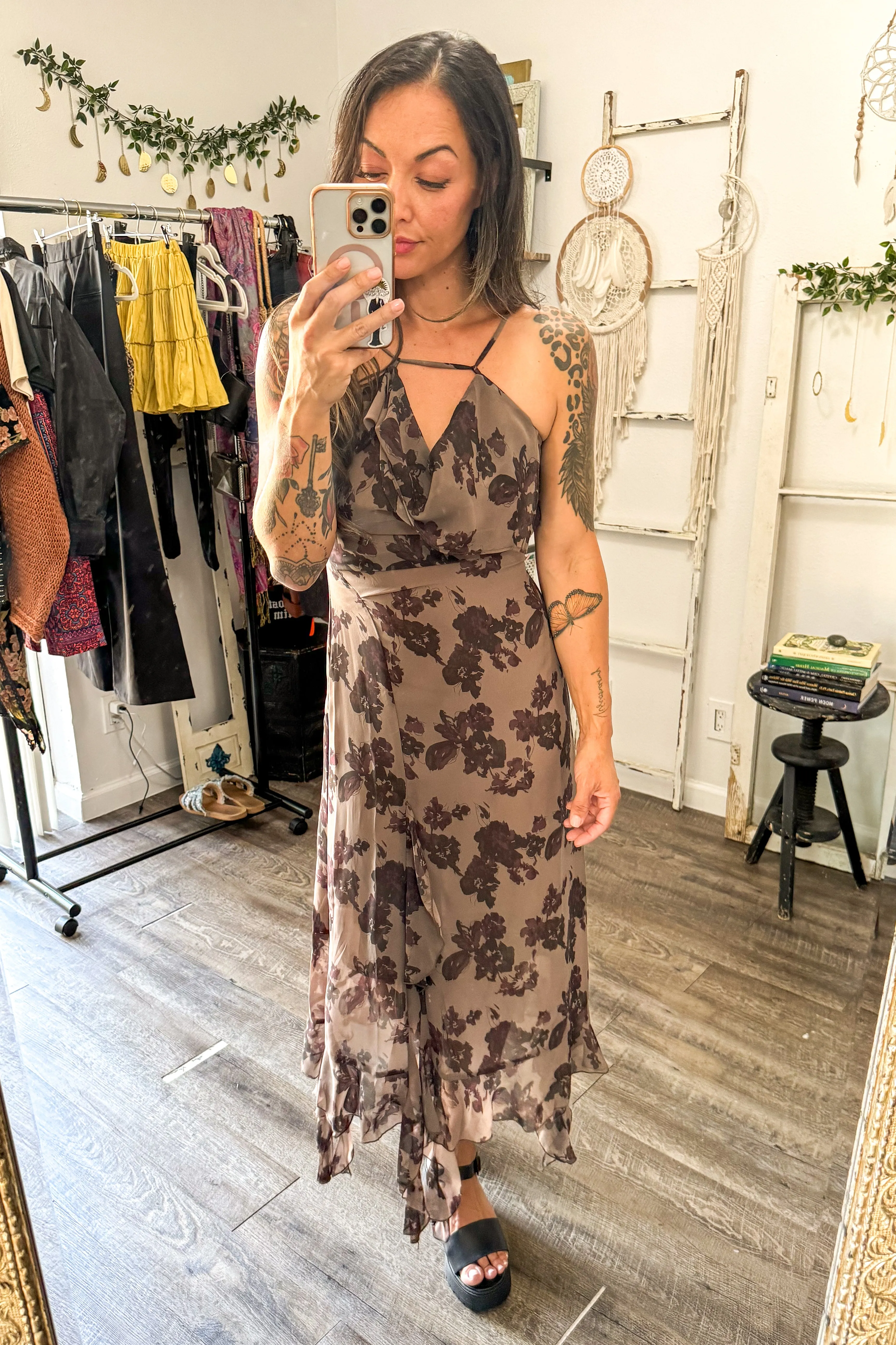 FLORAL RUFFLE MAXI DRESS