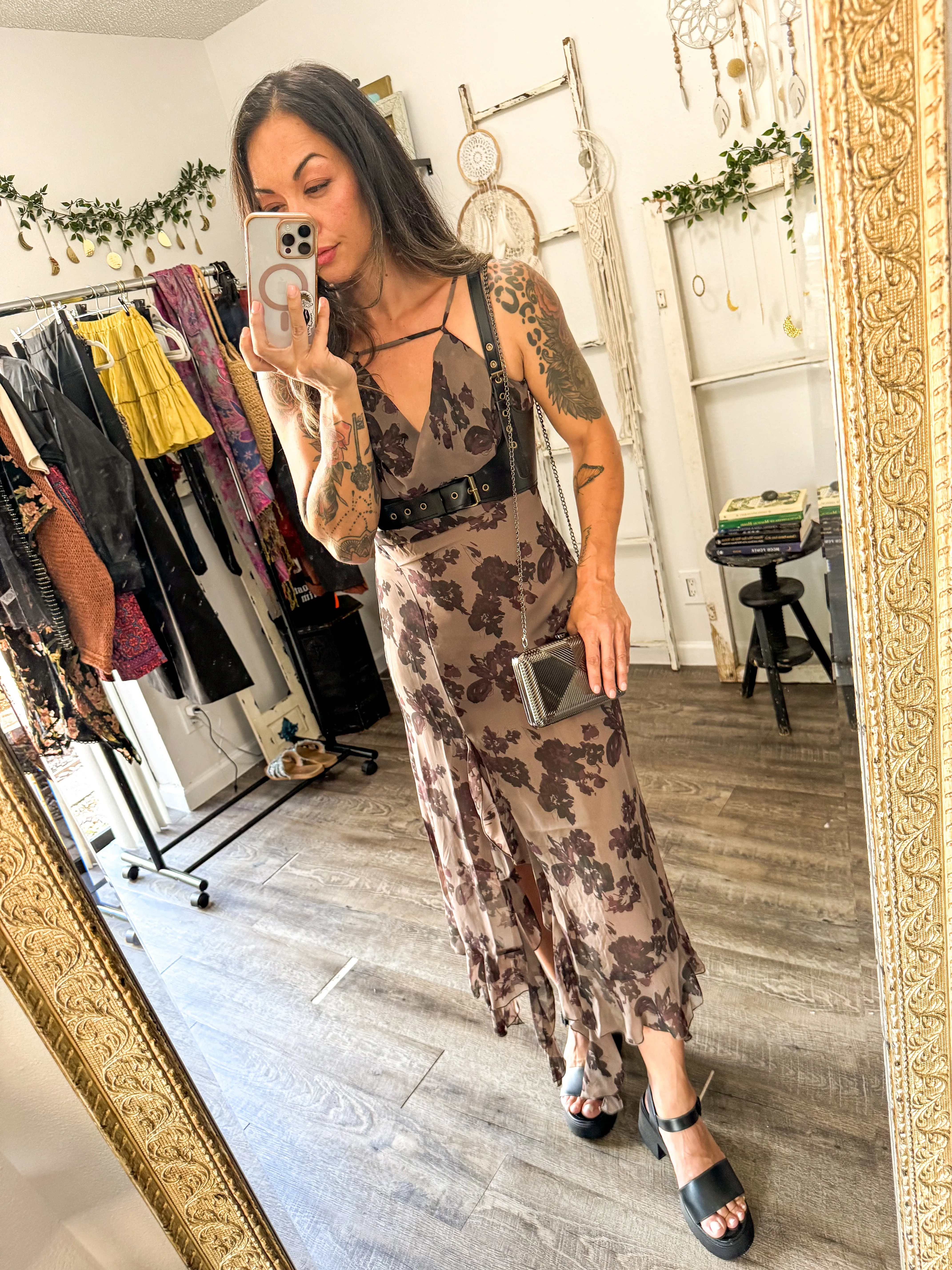 FLORAL RUFFLE MAXI DRESS