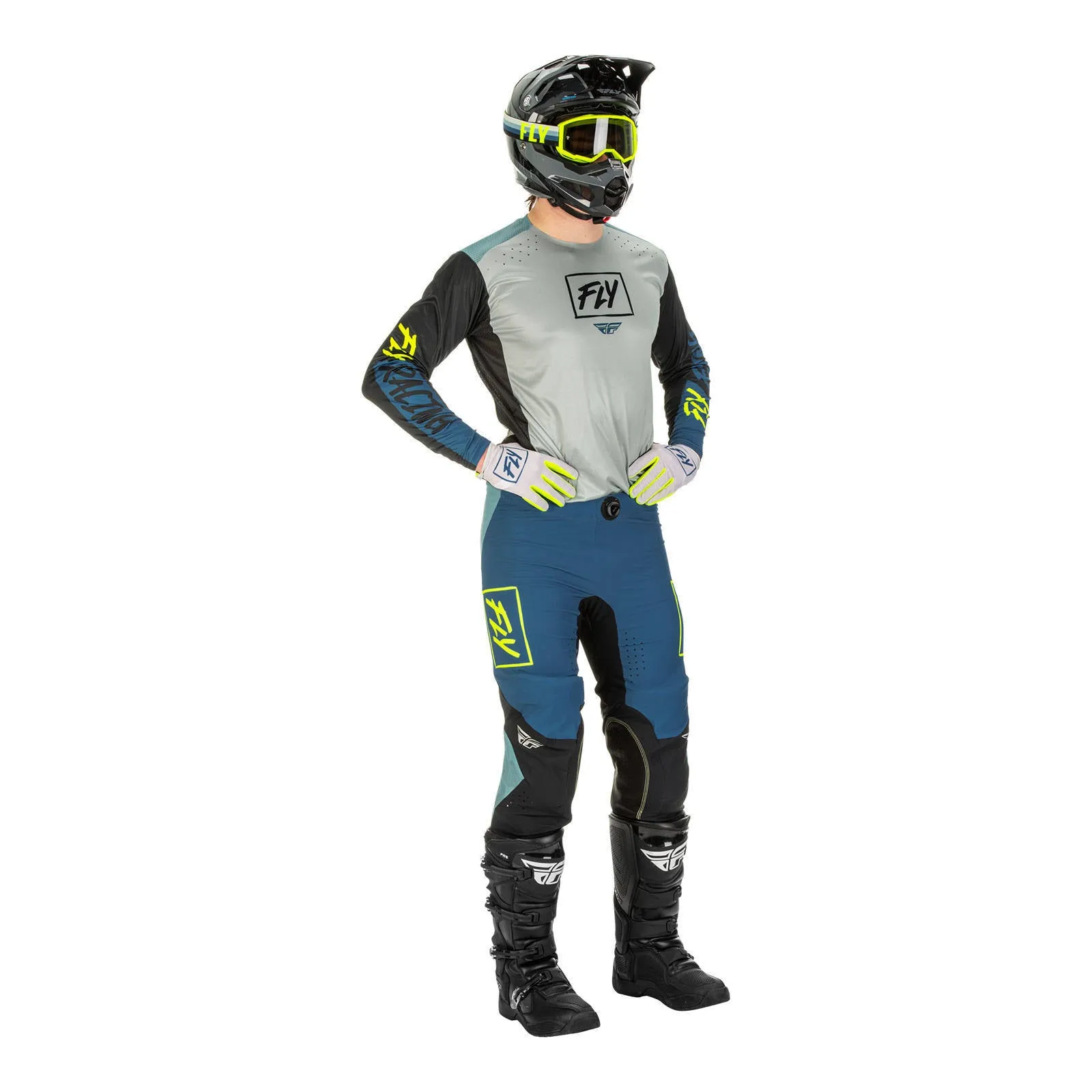 Fly Racing 2022 Lite Hydrogen Pant - Grey / Teal / Hi-Vis