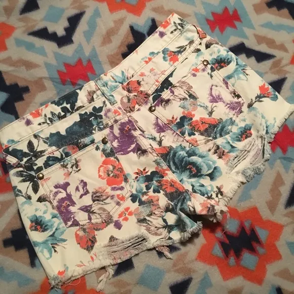 FP Floral Printed Denim Cutoff Shorts