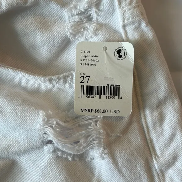 Free People 27 Shorts Maggie distressed frayed raw hem in Optic White mi…
