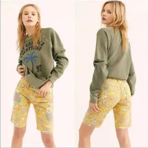 Free People Alani Banana Combo Floral Cut Off Shorts