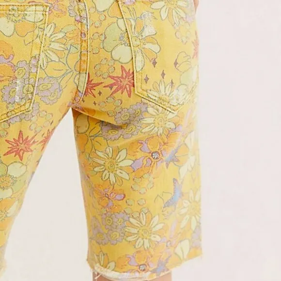 Free People Alani Banana Combo Floral Cut Off Shorts