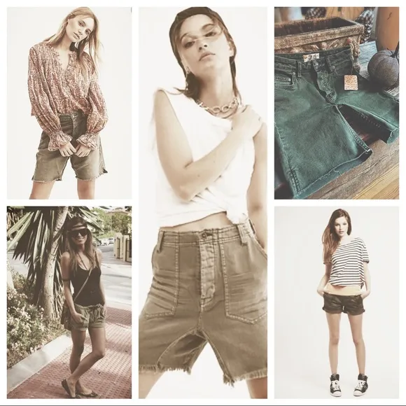 Free People army green shorts