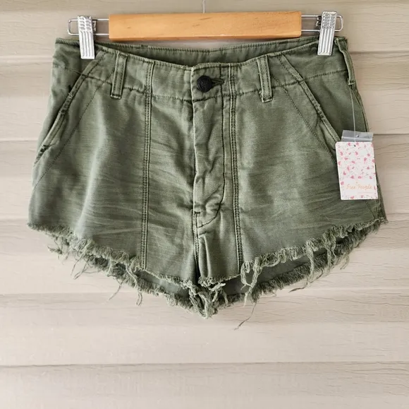 Free People army green shorts