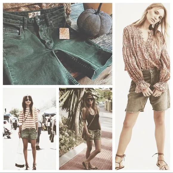 Free People army green shorts
