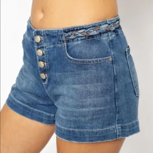 Free People Braided Waist Jean Shorts