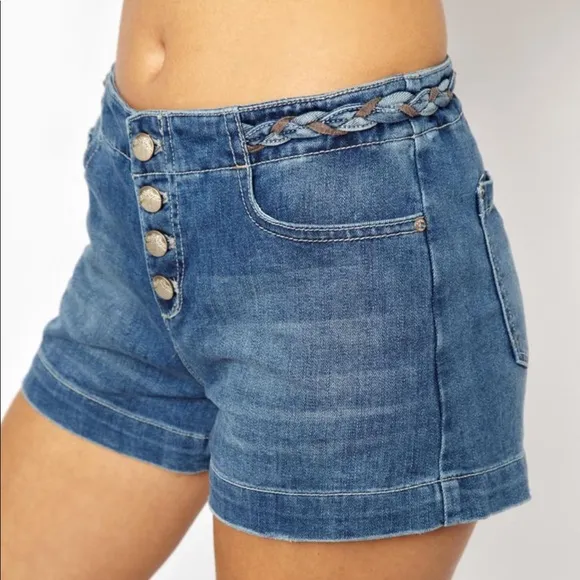 Free People Braided Waist Jean Shorts