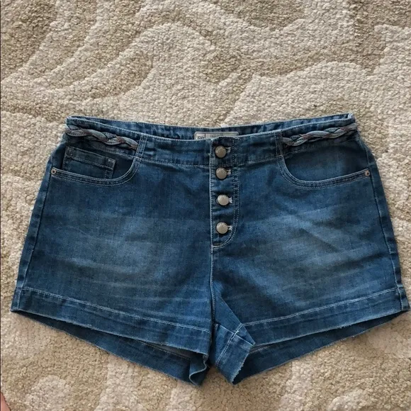 Free People Braided Waist Jean Shorts