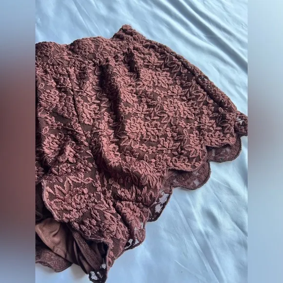 Free People Burgundy Brown Lace Shorts