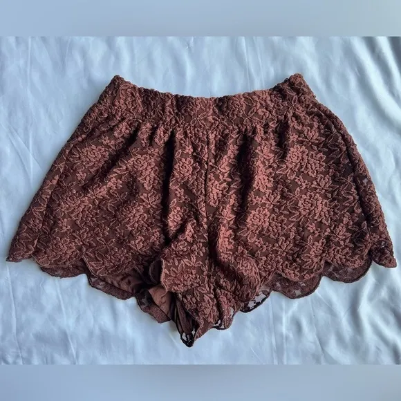 Free People Burgundy Brown Lace Shorts