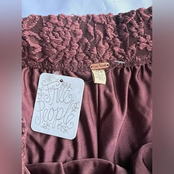 Free People Burgundy Brown Lace Shorts