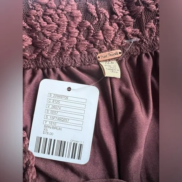 Free People Burgundy Brown Lace Shorts