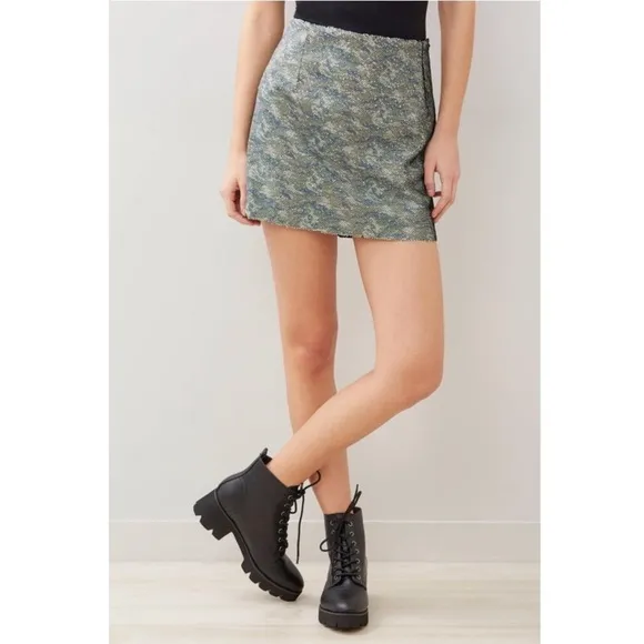 Free People Camo Sequin Mini Skirt