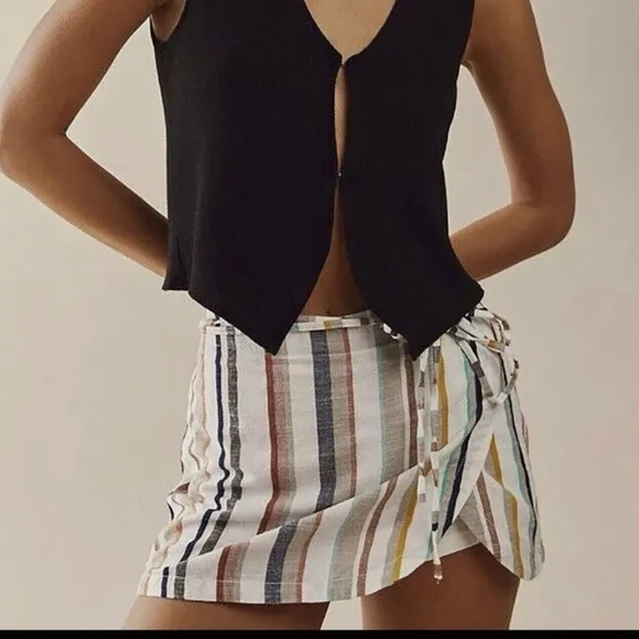 FREE PEOPLE CATALINA CALI COLOR BLOCK STRIPE SKORT