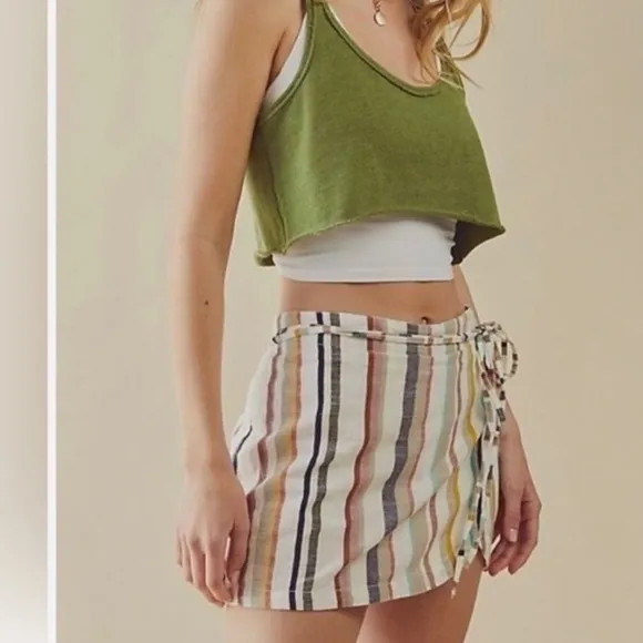 FREE PEOPLE CATALINA CALI COLOR BLOCK STRIPE SKORT