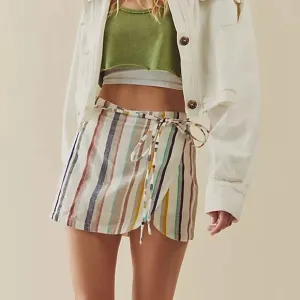 FREE PEOPLE CATALINA CALI COLOR BLOCK STRIPE SKORT