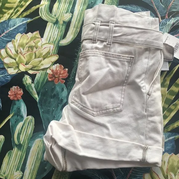 Free People Cindy Utility Shorts White Denim Belted