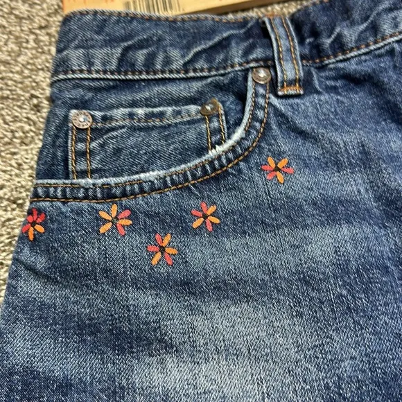 Free people cutoff Jean shorts fields of sun painted butterfly button fly summer