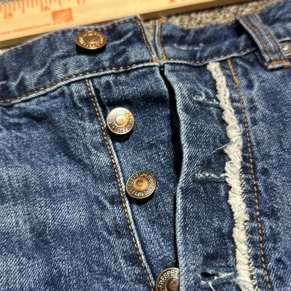 Free people cutoff Jean shorts fields of sun painted butterfly button fly summer