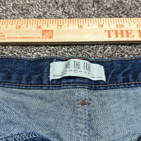 Free people cutoff Jean shorts fields of sun painted butterfly button fly summer