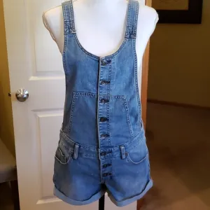 Free People denim overall shorts