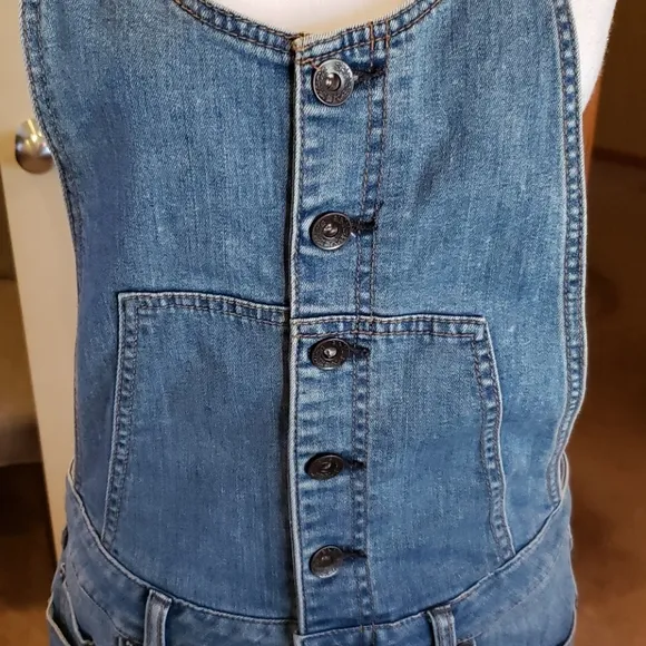 Free People denim overall shorts