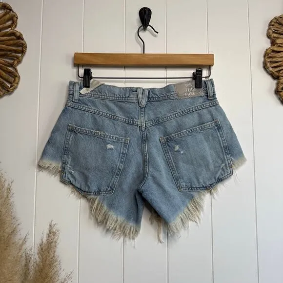 Free People denim shorts 26 hi-low boho festival black