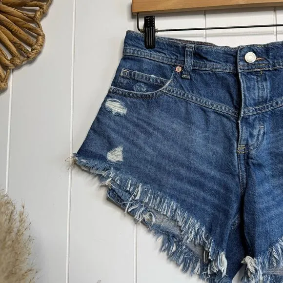 Free People denim shorts 27 hi-low boho festival black