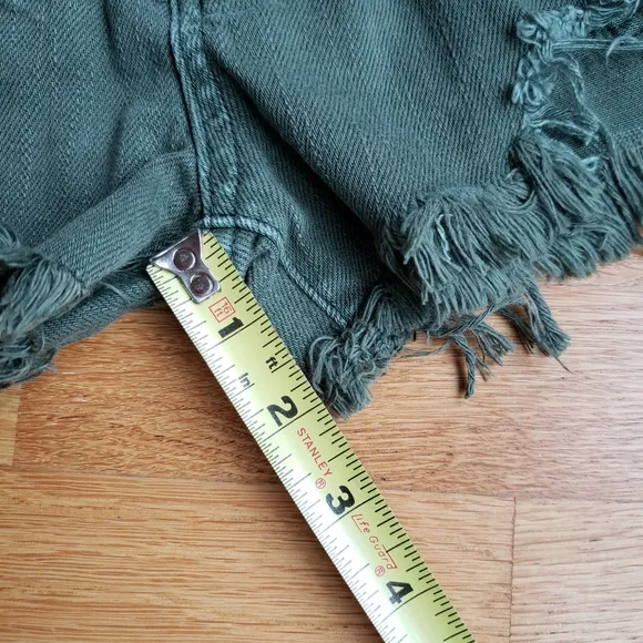 Free People Distressed Grunge Green Shorts